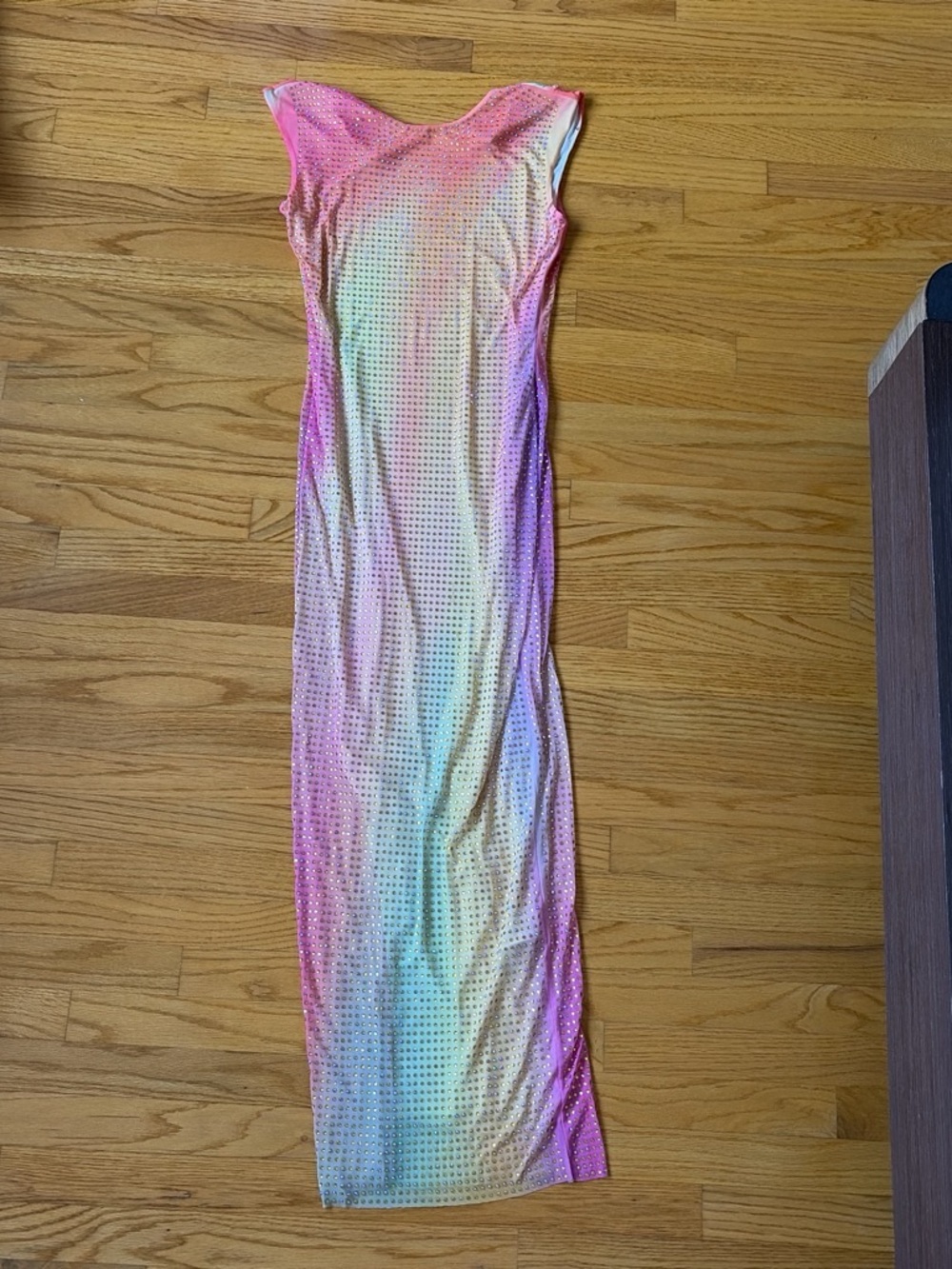 Self Portrait Iridescent Rhinestone Bodycon Maxi Dress - Pink, Purple, Blue